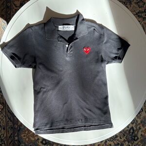 SOLD---Comme des Garcons PLAY Black Polo with Red Heart, size small